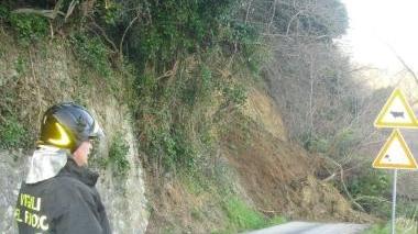 La frana in via Capannacce