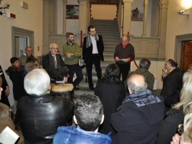 I tre artisti allinaugurazione della mostra 
