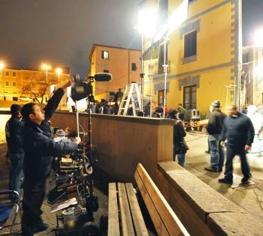 Il set allestito nella zona di Marina 