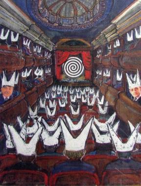 <b>RITOCCHI IN CORSO DOPERA.</b> A destra: il bozzetto del &laquo;teatrino del sesso&raquo; sul carro di Lebigre e Roger e a sinistra i due carristi italo-francesi 