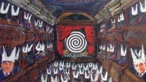 <b>RITOCCHI IN CORSO D’OPERA.</b> A destra: il bozzetto del «teatrino del sesso» sul carro di Lebigre e Roger e a sinistra i due carristi italo-francesi
