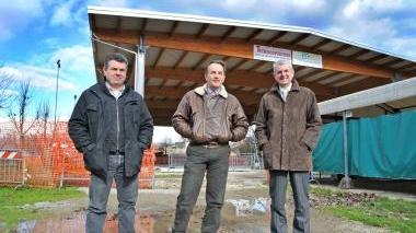 Patrizio Mearini, Stefano Marini ed Elio Squillantini davanti alla pista del Parco Verde