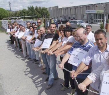 Manifestazione dei lavoratori C-Global 