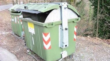 Il cassonetto dove è stata ritrovata la canina ferita