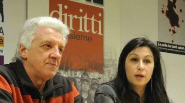 La sala da pranzo di villa Guidotti Sopra la conferenza stampa della Cgil