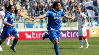 La gioia di Federico Laurito dopo il primo gol segnato con l’Empoli