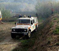 Un mezzo del Novac impegnato nelle operazioni di anti incendio boschivo    