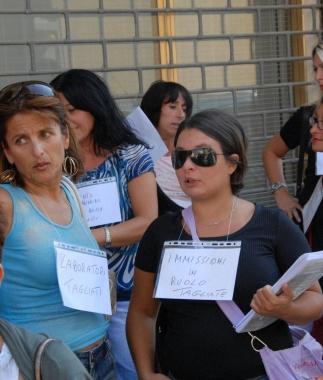 Una protesta di docenti precari  