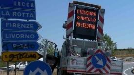 <b>SVINCOLO CHIUSO. </b>La segnaletica utilizzata in occasione di precedenti chiusure dello svincolo