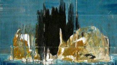 <b>L’ISOLA </b>Olio e tempera su cartone Base d’asta 1100 euro