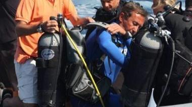 <b>PASSIONE.</b> Gianfranco Fini durante un’immersione