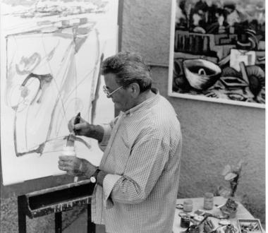 Federico Tanzi mentre dipingeva 