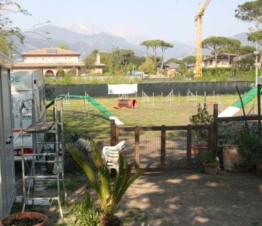 <b>NEL MIRINO.</b> Sopra, il campo della pet therapy a Vittoria Apuana A sinistra, il casottino che lattentatore ha cercato di incendiare   