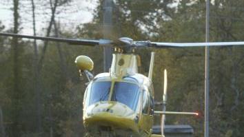 L’elicottero Pegaso del 118 intervenuto per soccorrere il motociclista