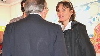 Micaela Giuseppone alla inaugurazione della sua mostra alla Galleria Il Rivellino