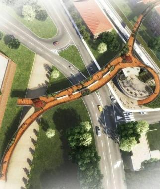 Una ipotesi di ponte ciclo-pedonale Ex Lenzi-Mura 