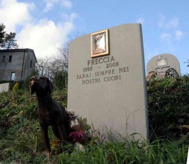 <b>LA TOMBA </b>di un cane al cimitero per animali di Aulla 