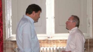In alto Valentini a sinistra Giuliani e il ds Giovannini