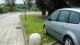Un’auto parcheggiata sull’erba