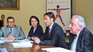 La conferenza stampa. Da sin. Luca Iozzelli Giulia Cogoli Renzo Berti e Ivano Paci