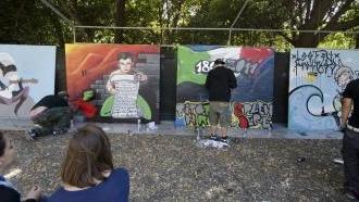 Quattro dei murales realizzati alla festa del Pd
