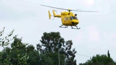 L’Elisoccorso appena decollato dopo un intervento di emergenza