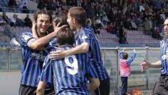 <b>ESULTANZA.</b> La festa dei nerazzurri dopo un gol