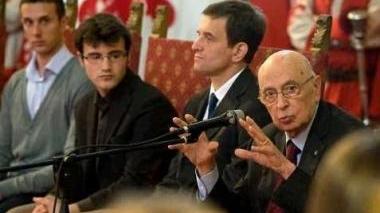 Andrea Lattanzi (con gli occhiali) vicino al presidente Napolitano