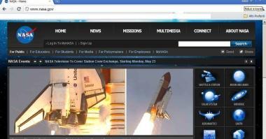 La prima pagina del sito internet della Nasa 
