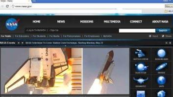 La prima pagina del sito internet della Nasa