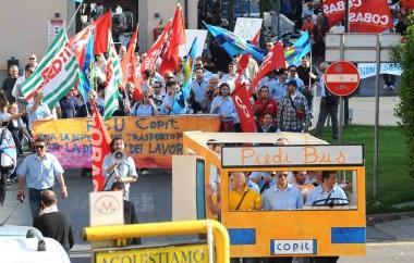 Un momento della manifestazione sindacale 