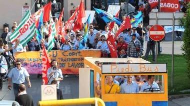 Un momento della manifestazione sindacale