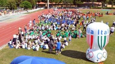 <b>FESTA. </b>Una bella immagine di ragazzi in attesa di gareggiare al Campo scuola