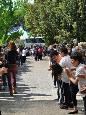 Larrivo a Pieve degli alunni abruzzesi        