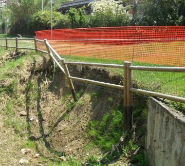 Il punto della frana nel parco