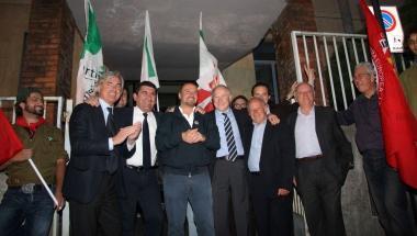 <b>FESTA.</b> Ettore Neri con i sindaci Buratti, Silicani e Lombardi 