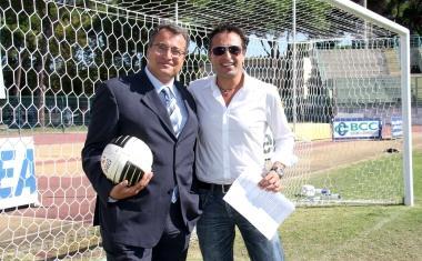 Il presidente ormai ex dellEsperia Stefano Dinelli in una bella immagine col sindaco Lunardini Sotto Batistini 
