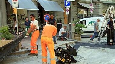 I lavori per il varco elettronico in corso Matteotti