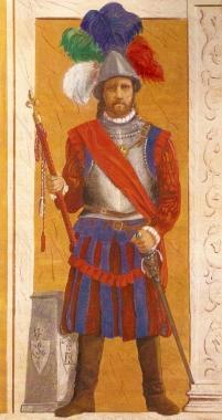 Francesco Ferrucci eroe che ha reso famosa Gavinana, qui rappresentato nell’opera di Filippo Cianfanelli ora conservata a Palazzo Vecchio sede del Comune di Firenze