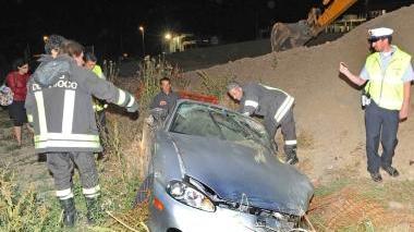 L’auto finita fuori strada A destra i soccorsi