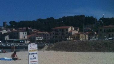 Le alghe accumulate sulla spiaggia di Marina di Campo