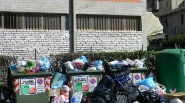Cumuli di rifiuti fuori dai cassonetti