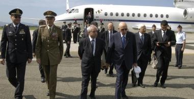 Larrivo del presidente Napolitano alla 46&ordf; Brigata 