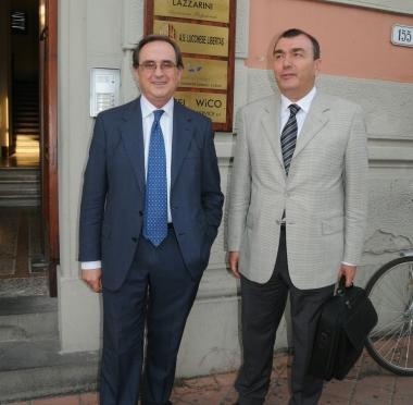 Il nuovo amministratore unico Bulleri in compagnia dellavvocato Gianfranceschi della cordata ligure (vip) 