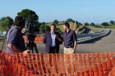 <b>MARRAS. </b>Intervistato da una tv sul cantiere della E78       