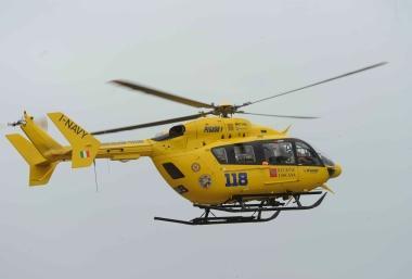 Lelicottero del 118 intervenuto per soccorrere luomo dopo lincidente 