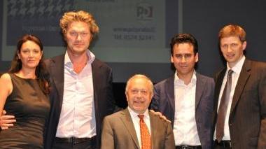 Da sinistra Bugetti, Giardi, Reich, Oliva e il giornalista Spannaus