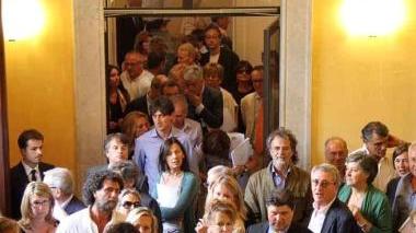Il pubblico durante l’inaugurazione di Palazzo Binelli