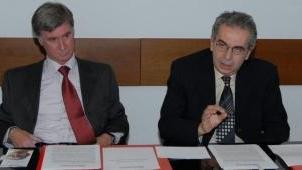 <b>FIORA.</b> A sinistra il presidente Ceroni, a destra l’ad Pizzari