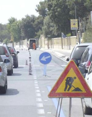 I lavori sul viale del Tirreno 